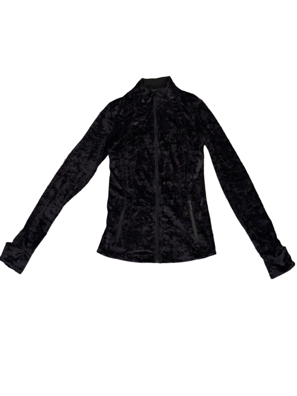 Lululemon Define Black Jacket in Crushed Velvet/Velour Size 6